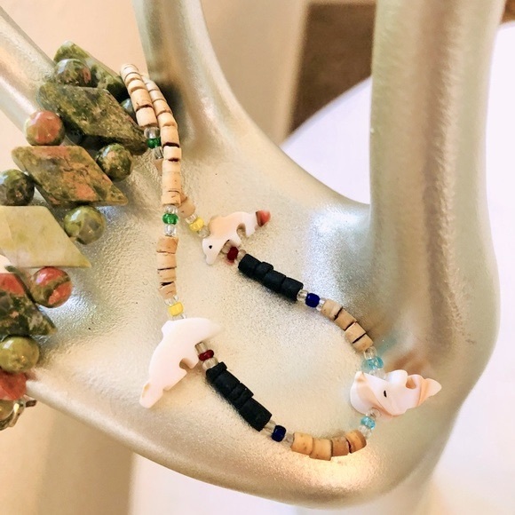 Vintage Heishi Fetish Animal Necklace & Unakite Bracelet - Picture 3 of 16